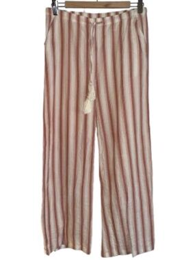 Love Poem Women's Straight Leg Pants in Cream with Rust Stripe